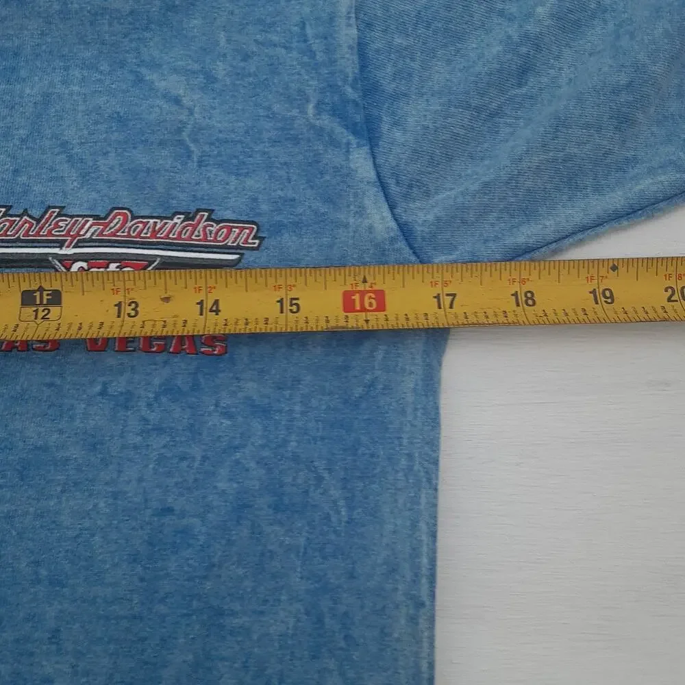 Vtg Harley Davidson Cafe Mens T Shirt Small Blue Y2k Motorcycle Biker